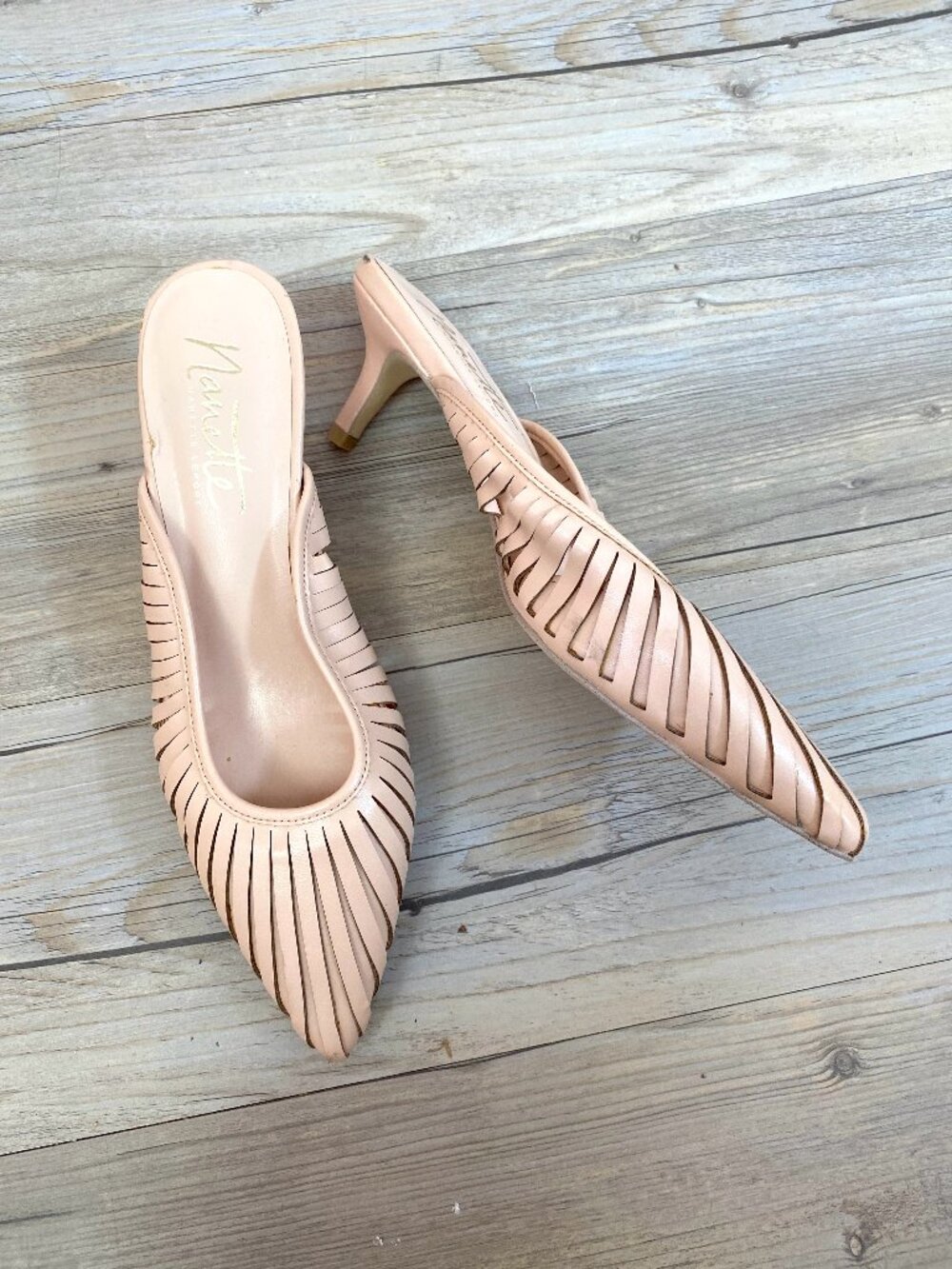 Nanette Lepore Pink Tan Cutout Detail Kitten Heels Size 8
